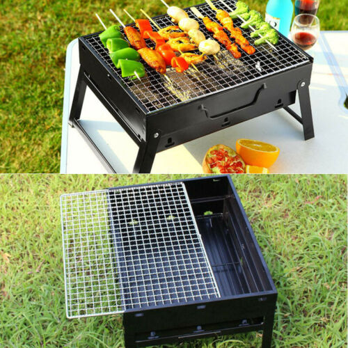 Portable Tabletop Charcoal Grill, Foldable Stainless Steel by HitMyNeed