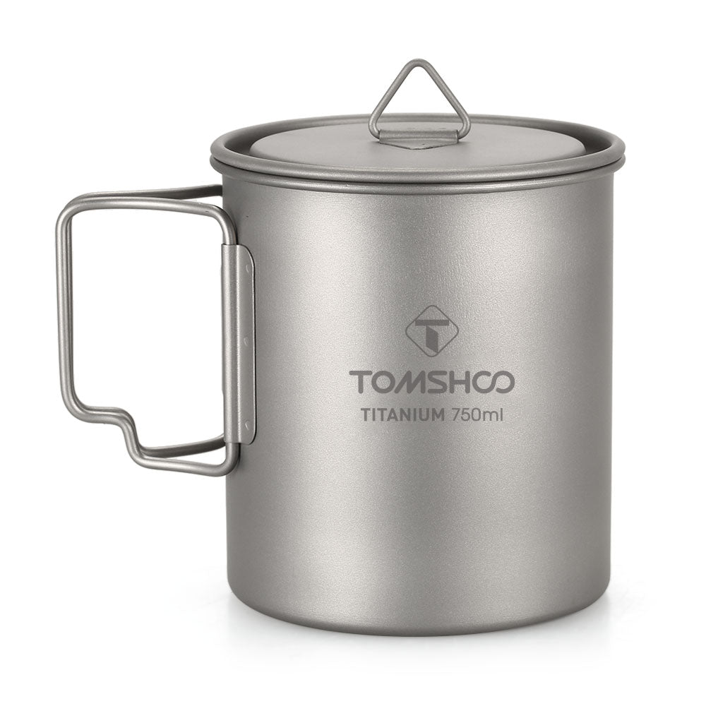 Portable Titanium Camping Cup with Lid 750ml by HitMyNeed