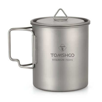Portable Titanium Camping Cup with Lid 750ml by HitMyNeed