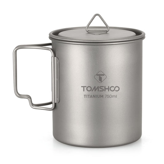 Portable Titanium Camping Cup with Lid 750ml by HitMyNeed
