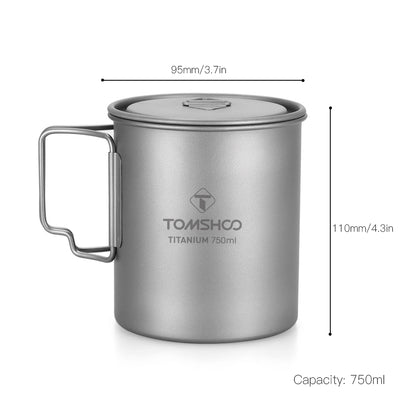Portable Titanium Camping Cup with Lid 750ml by HitMyNeed