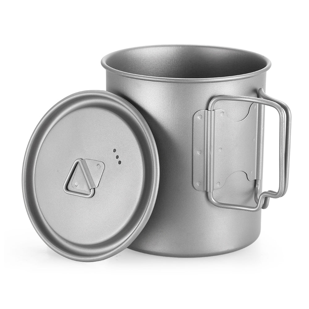 Portable Titanium Camping Cup with Lid 750ml by HitMyNeed