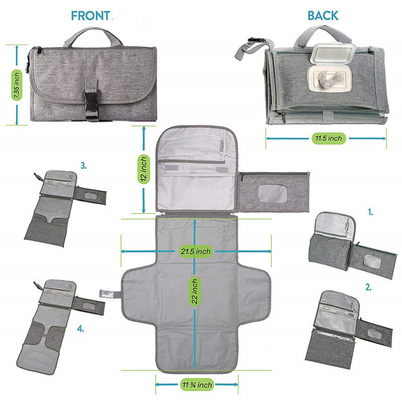 Portable Travel Nappy Changing Mat with Pockets by HitMyNeed