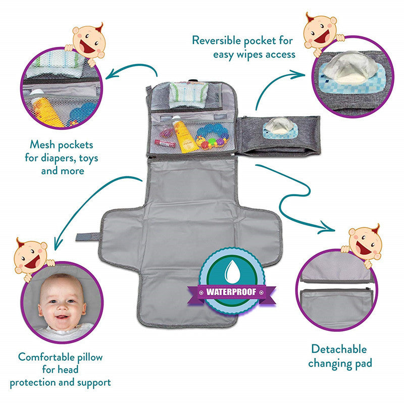 Portable Travel Nappy Changing Mat with Pockets by HitMyNeed