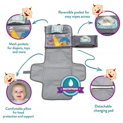 Portable Travel Nappy Changing Mat with Pockets by HitMyNeed