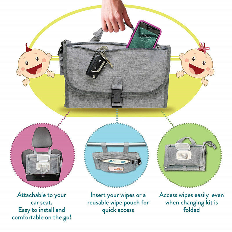 Portable Travel Nappy Changing Mat with Pockets by HitMyNeed