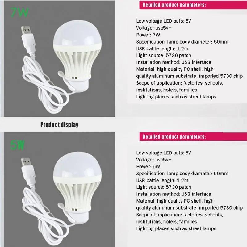 Portable USB LED Bulb White Light 3W-7W by HitMyNeed
