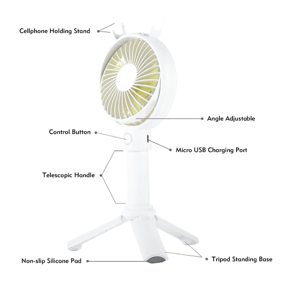 Portable USB Rechargeable Fan with Tripod Stand by HitMyNeed