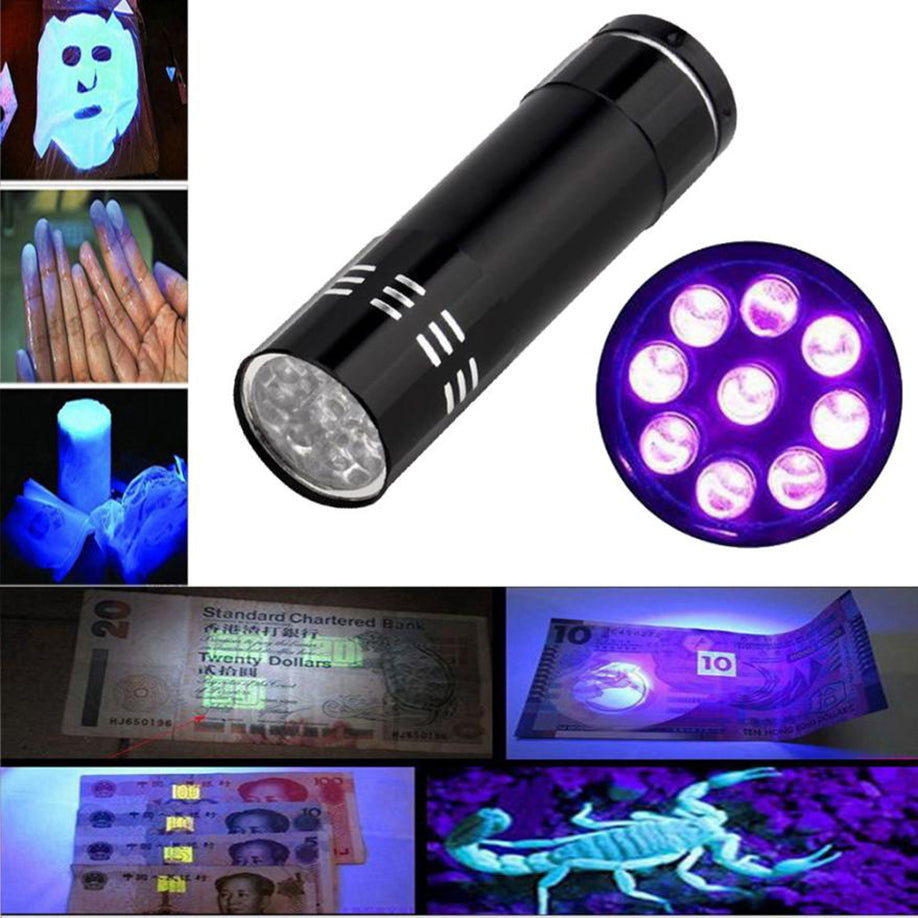 Portable UV Black Light Flashlight with 9 LEDs by HitMyNeed