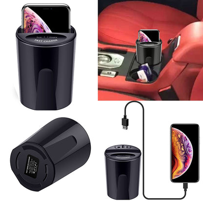 Portable Wireless Car Cup Charger with Dual Ports by HitMyNeed