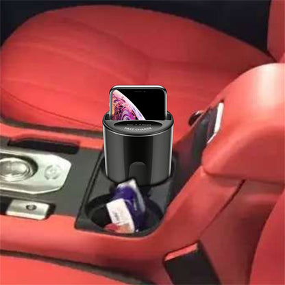 Portable Wireless Car Cup Charger with Dual Ports by HitMyNeed
