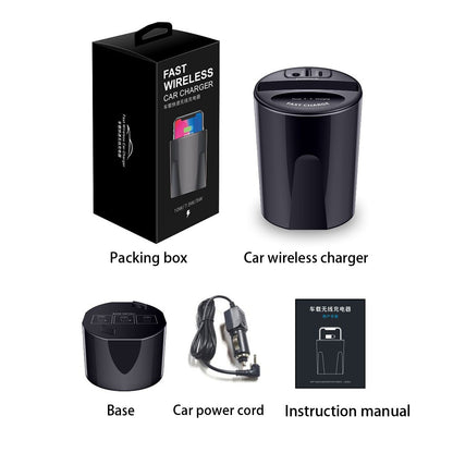 Portable Wireless Car Cup Charger with Dual Ports by HitMyNeed