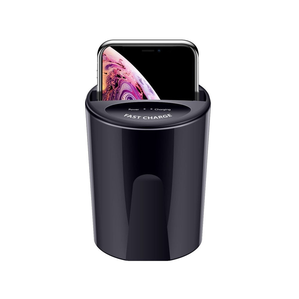 Portable Wireless Car Cup Charger with Dual Ports by HitMyNeed