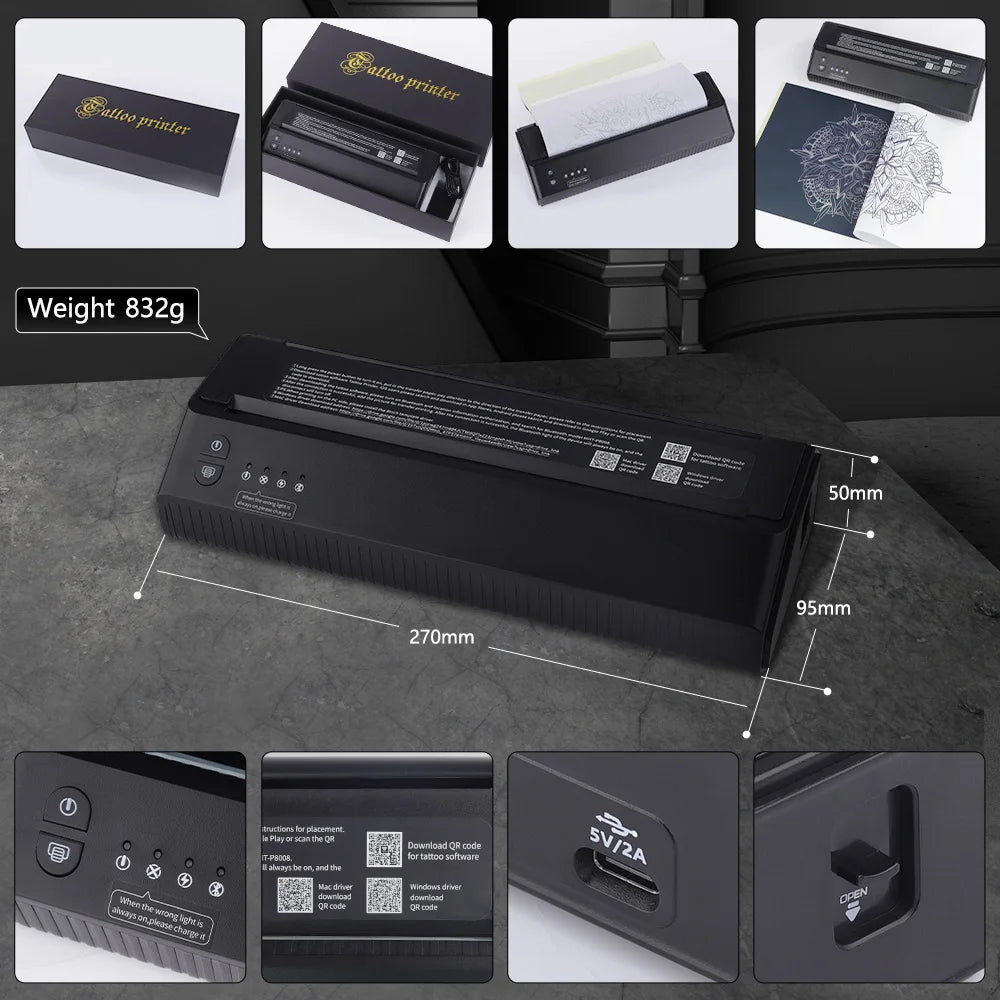 Portable Wireless Thermal Tattoo Stencil Printer by HitMyNeed