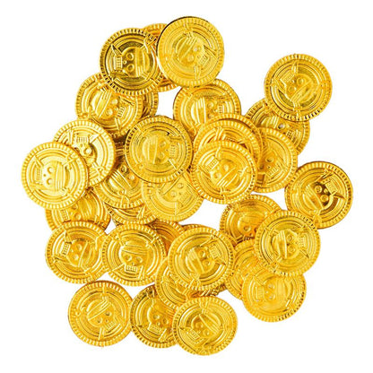 Pretend Play Plastic Gold Pirate Coins (100 Pack) by HitMyNeed