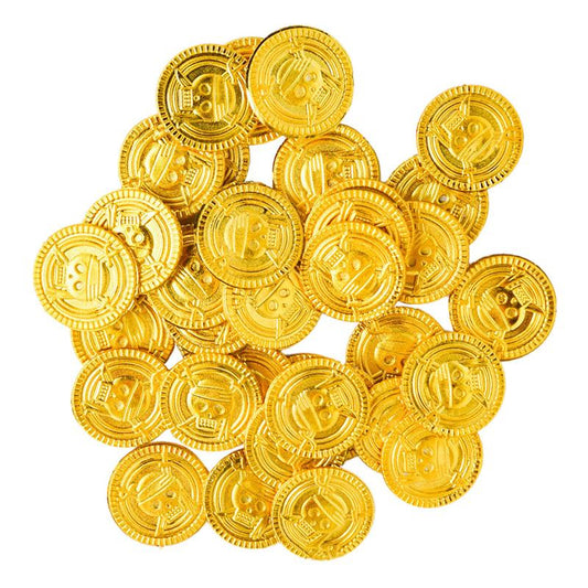 Pretend Play Plastic Gold Pirate Coins (100 Pack) by HitMyNeed