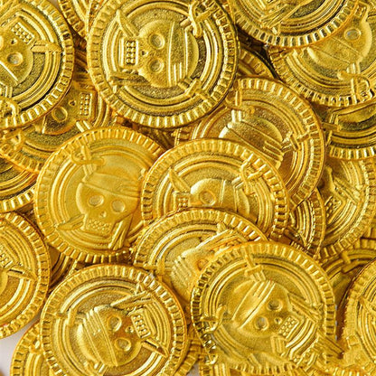 Pretend Play Plastic Gold Pirate Coins (100 Pack) by HitMyNeed