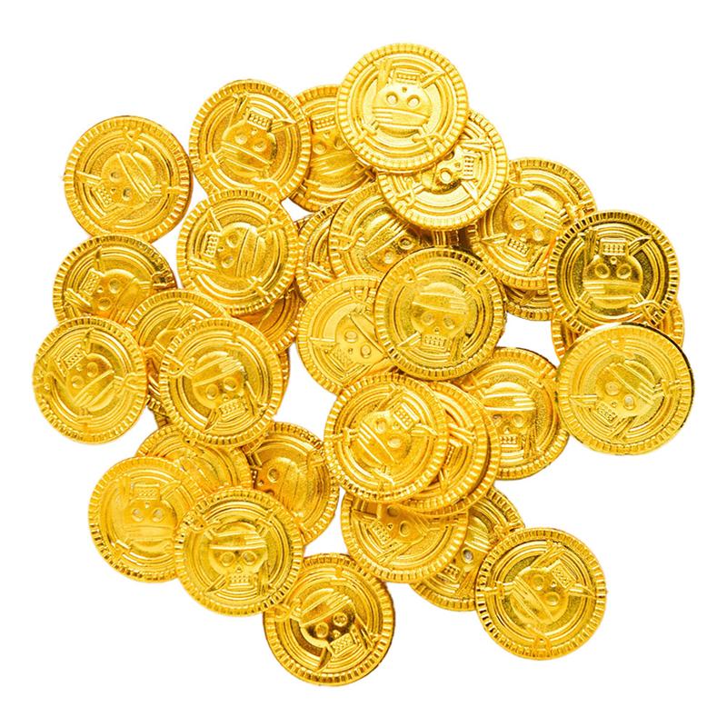 Pretend Play Plastic Gold Pirate Coins (100 Pack) by HitMyNeed