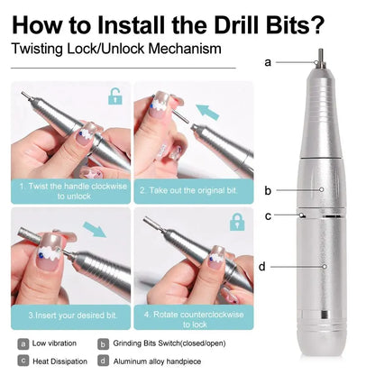 Professional 45000RPM Rechargeable Nail Drill Machine by HitMyNeed