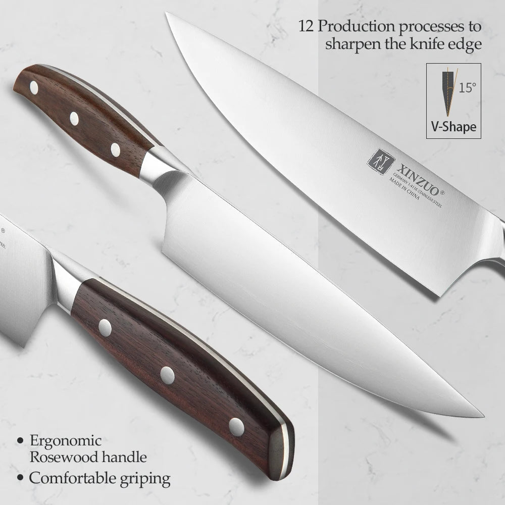 Professional 7-Piece German Steel Kitchen Knife Set by HitMyNeed