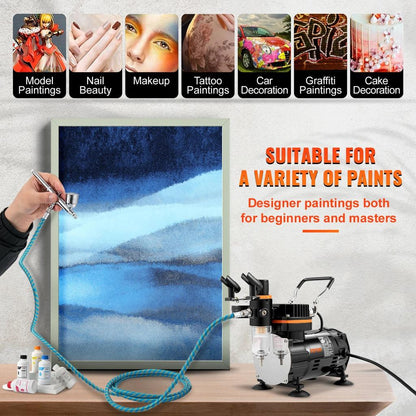 Professional Dual-Action Airbrush Compressor Kit 120W by HitMyNeed