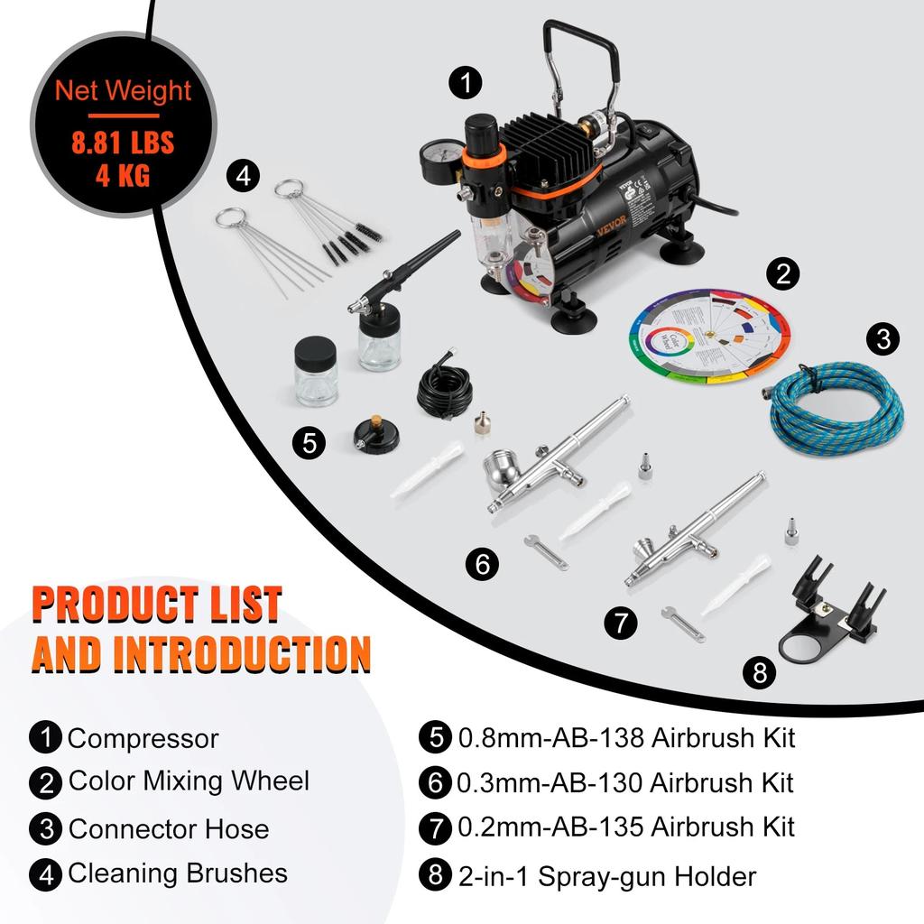 Professional Dual-Action Airbrush Compressor Kit 120W by HitMyNeed