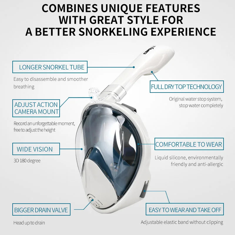 Professional Full Face Snorkel Mask for Adults by HitMyNeed