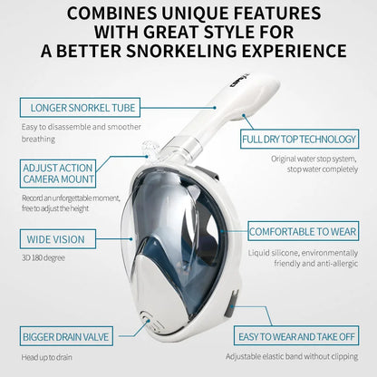 Professional Full Face Snorkel Mask for Adults by HitMyNeed