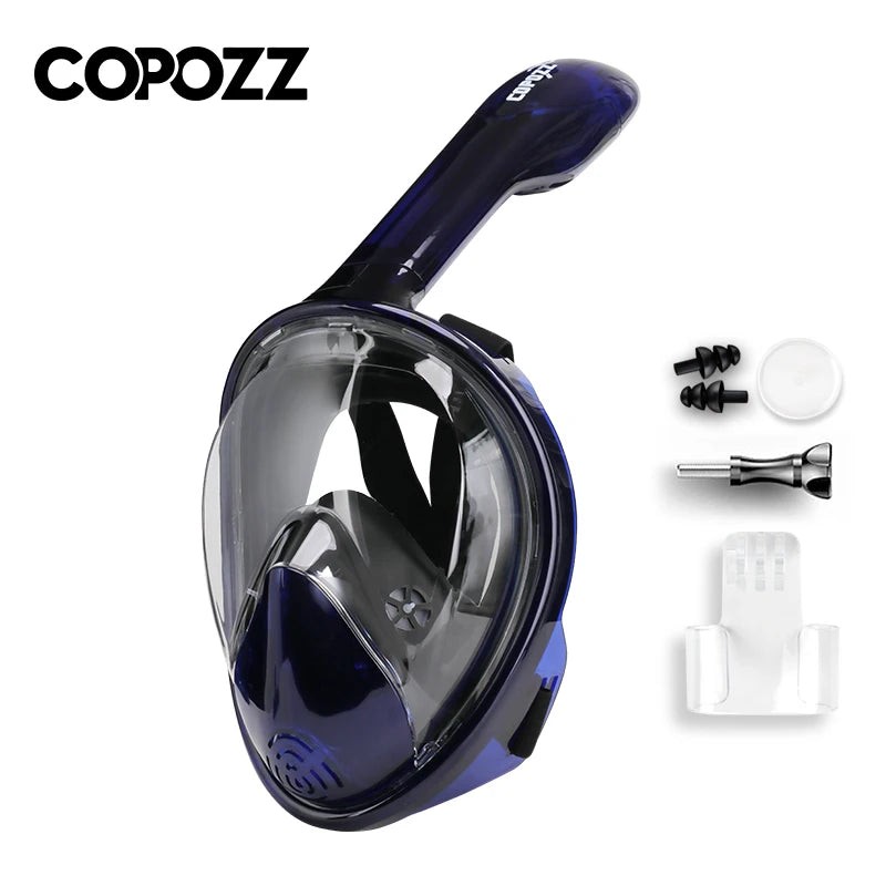 Professional Full Face Snorkel Mask for Adults dark-blue l-xl by HitMyNeed