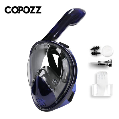 Professional Full Face Snorkel Mask for Adults dark-blue l-xl by HitMyNeed