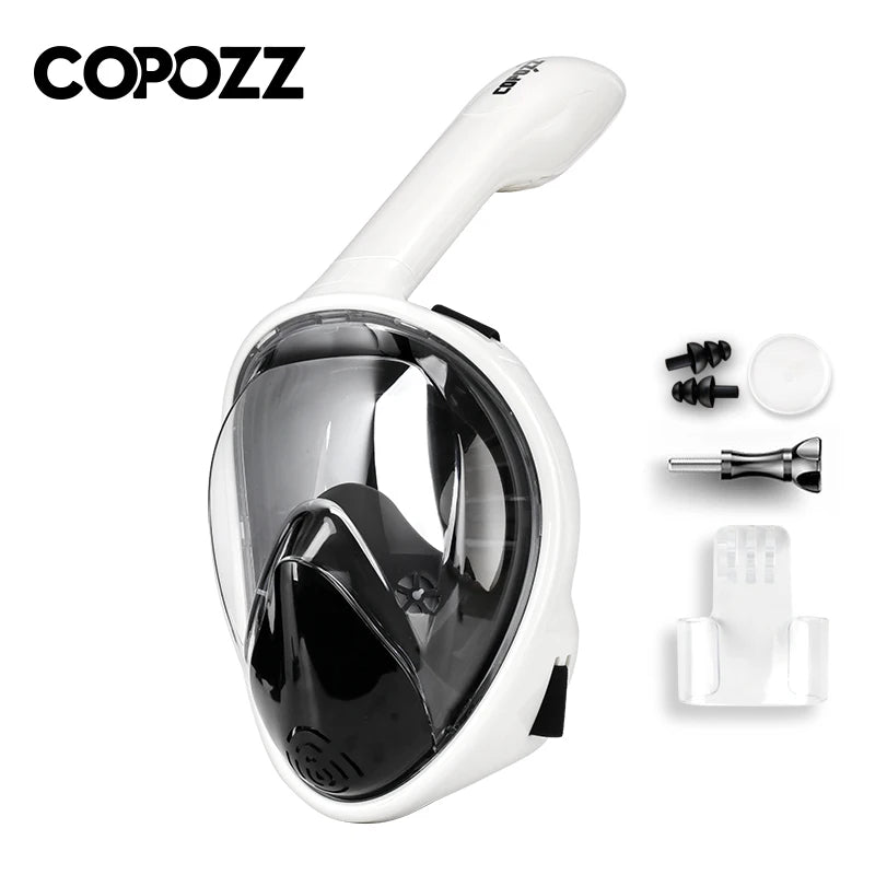 Professional Full Face Snorkel Mask for Adults white-black s-m by HitMyNeed