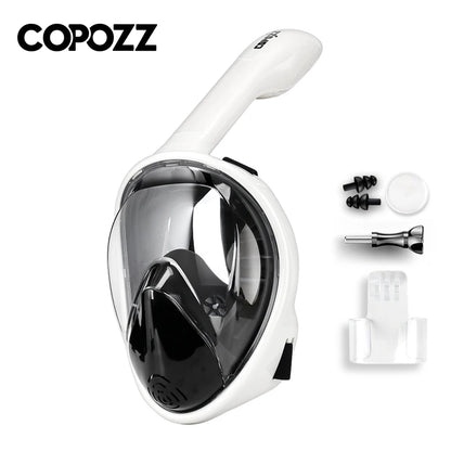 Professional Full Face Snorkel Mask for Adults white-black s-m by HitMyNeed