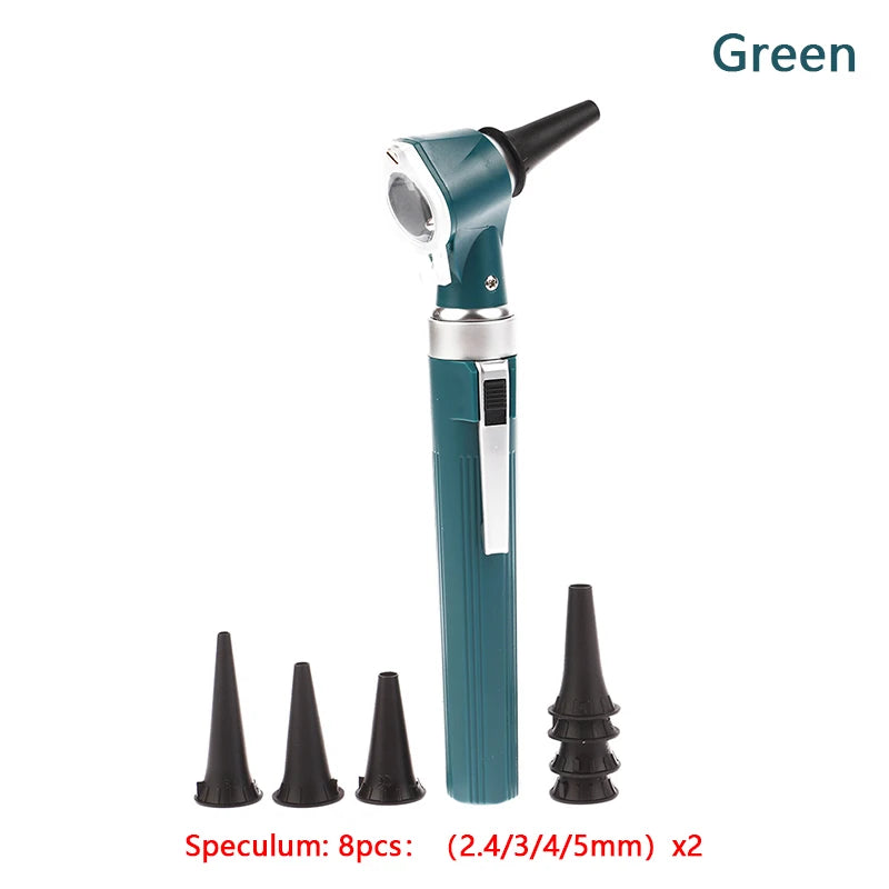 Professional LED Otoscope Diagnostic Kit with 8 Tips green by HitMyNeed