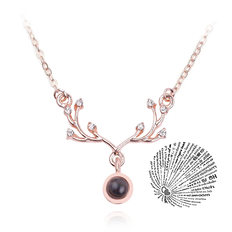 Projection Necklace I Love You in 100 Languages rose-golden-09 by HitMyNeed