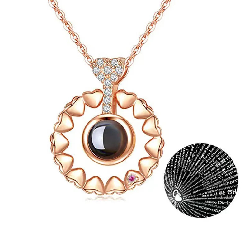 Projection Necklace I Love You in 100 Languages rose-golden-19 by HitMyNeed