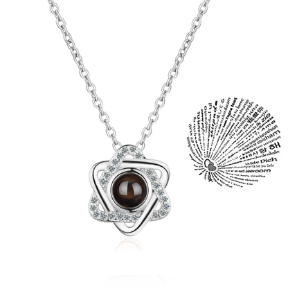 Projection Necklace I Love You in 100 Languages silvery-04 by HitMyNeed