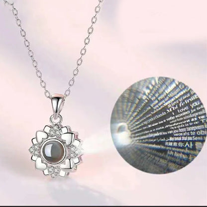 Projection Necklace I Love You in 100 Languages silvery-12 by HitMyNeed