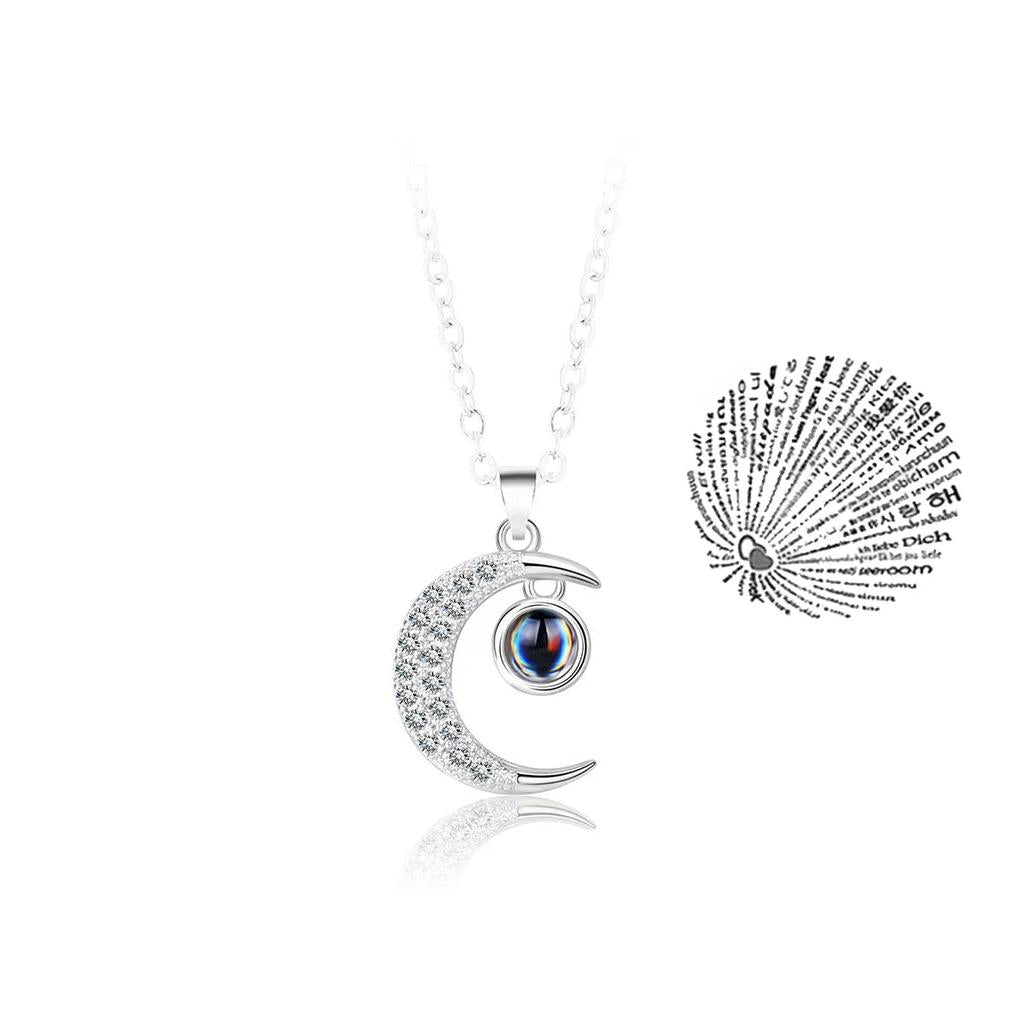 Projection Necklace I Love You in 100 Languages silvery-18 by HitMyNeed