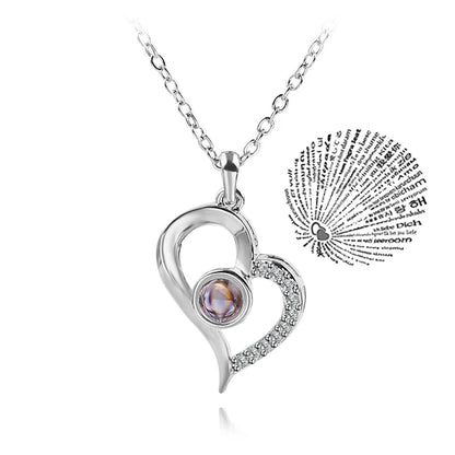 Projection Necklace I Love You in 100 Languages silvery-24 by HitMyNeed