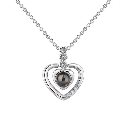 Projection Necklace I Love You in 100 Languages silvery-26 by HitMyNeed