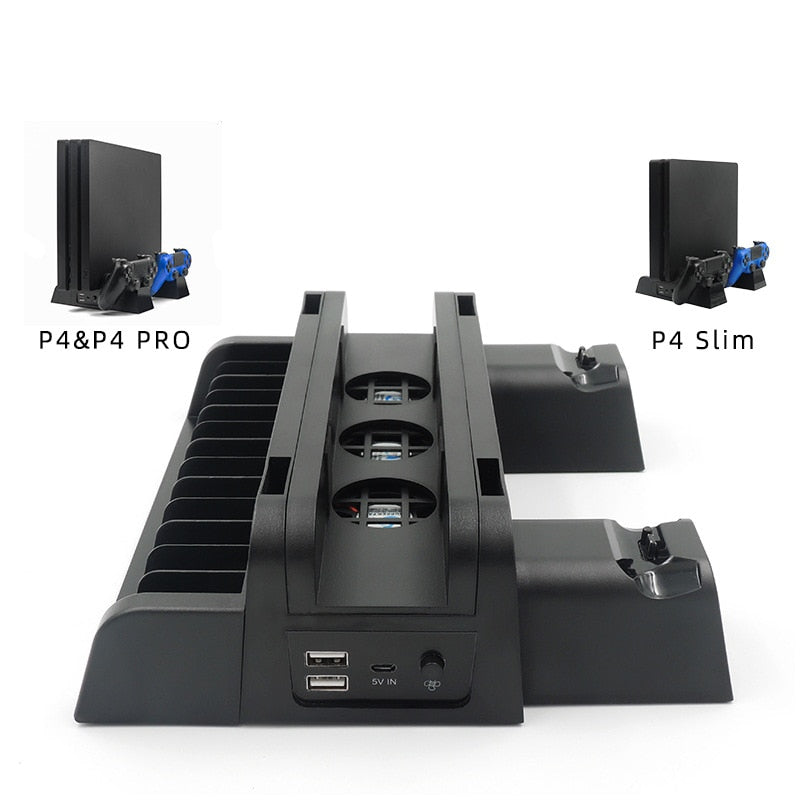PS4 Vertical Cooling Stand with Dual Controller Charger by HitMyNeed