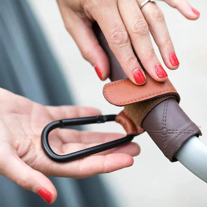 PU Leather Adjustable Stroller Hook Bag Hanger by HitMyNeed