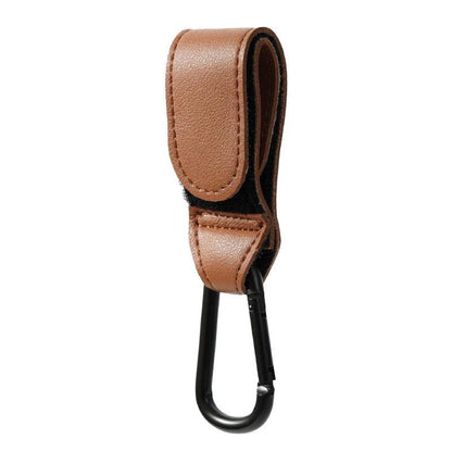 PU Leather Adjustable Stroller Hook Bag Hanger a-1pcs-brown by HitMyNeed