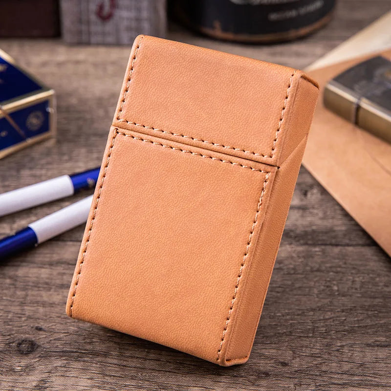 PU Leather Cigarette Case for 20 King Size Cigarettes apricot by HitMyNeed