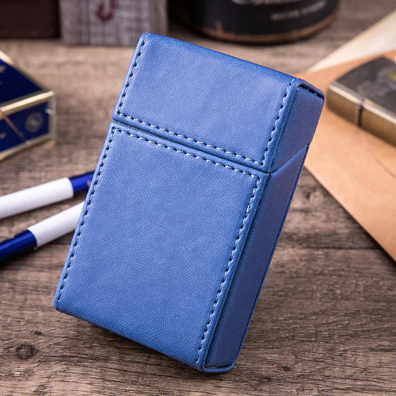 PU Leather Cigarette Case for 20 King Size Cigarettes blue by HitMyNeed