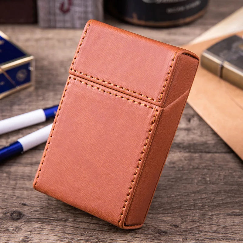 PU Leather Cigarette Case for 20 King Size Cigarettes coffee by HitMyNeed