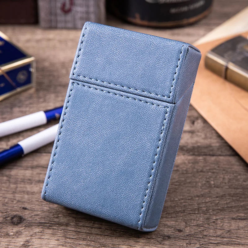 PU Leather Cigarette Case for 20 King Size Cigarettes light-blue by HitMyNeed