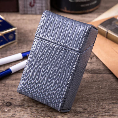 PU Leather Cigarette Case for 20 King Size Cigarettes lizard-grain-grey by HitMyNeed