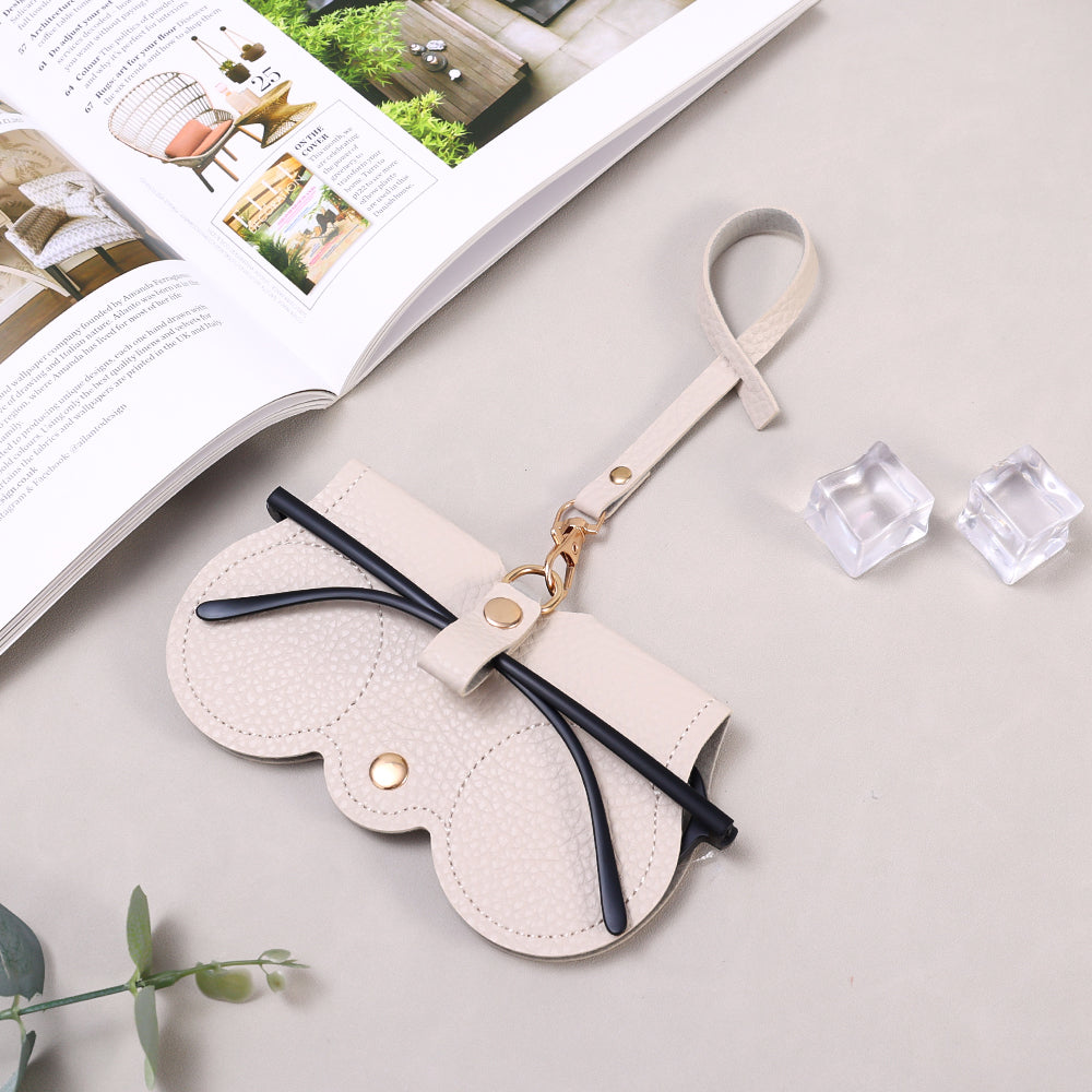PU Leather Glasses Pouch with Hanging Strap white by HitMyNeed