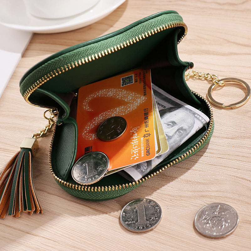 PU Leather Heart Wallet with Zipper and Tassel by HitMyNeed